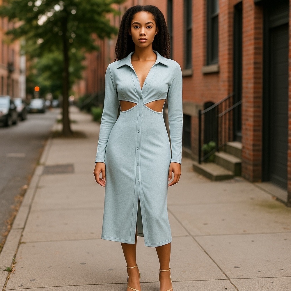 ✨ Le Lis Pale Blue Cutout Midi Dress -  Size Small NWT ✨